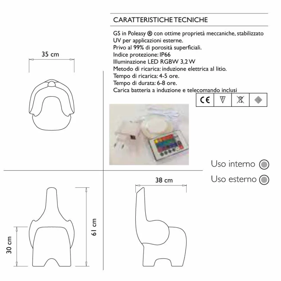 Lysende barnestol, genopladelig RGBW-led, 2 stykker - Tino fra Myyour Viadurini