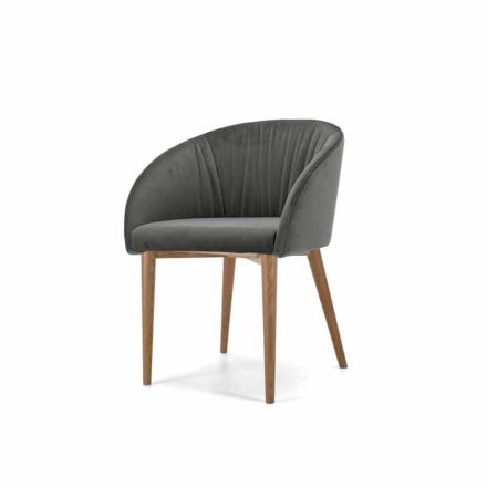 Moderne stol med ask base og stof eller lædersæde – Tagata Viadurini