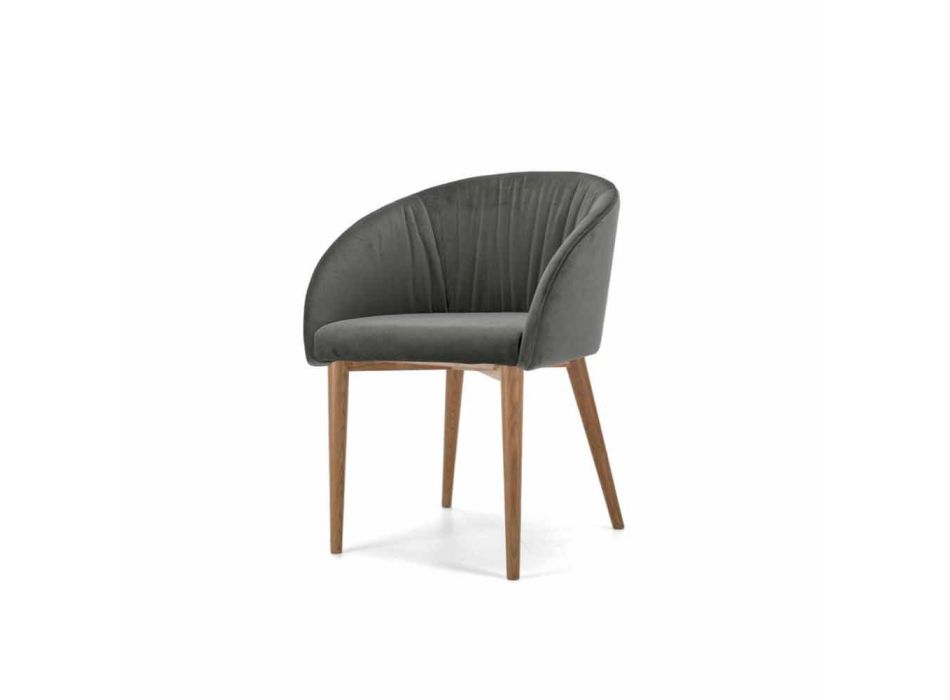 Moderne stol med ask base og stof eller lædersæde – Tagata Viadurini