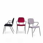 Moderne stol med armlæn og sæde overdækket i fløjl, 4 stykker - Cioli Viadurini