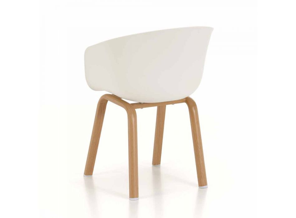 Moderne stol med polypropylensæde og metalben, 4 stykker - havabbor Viadurini
