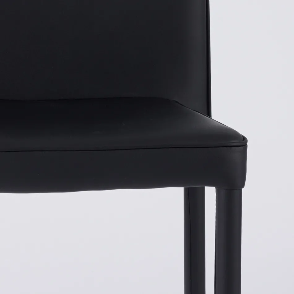 Modern Living Area Stol i Øko-læder og Metal Made in Italy - Michaela Viadurini