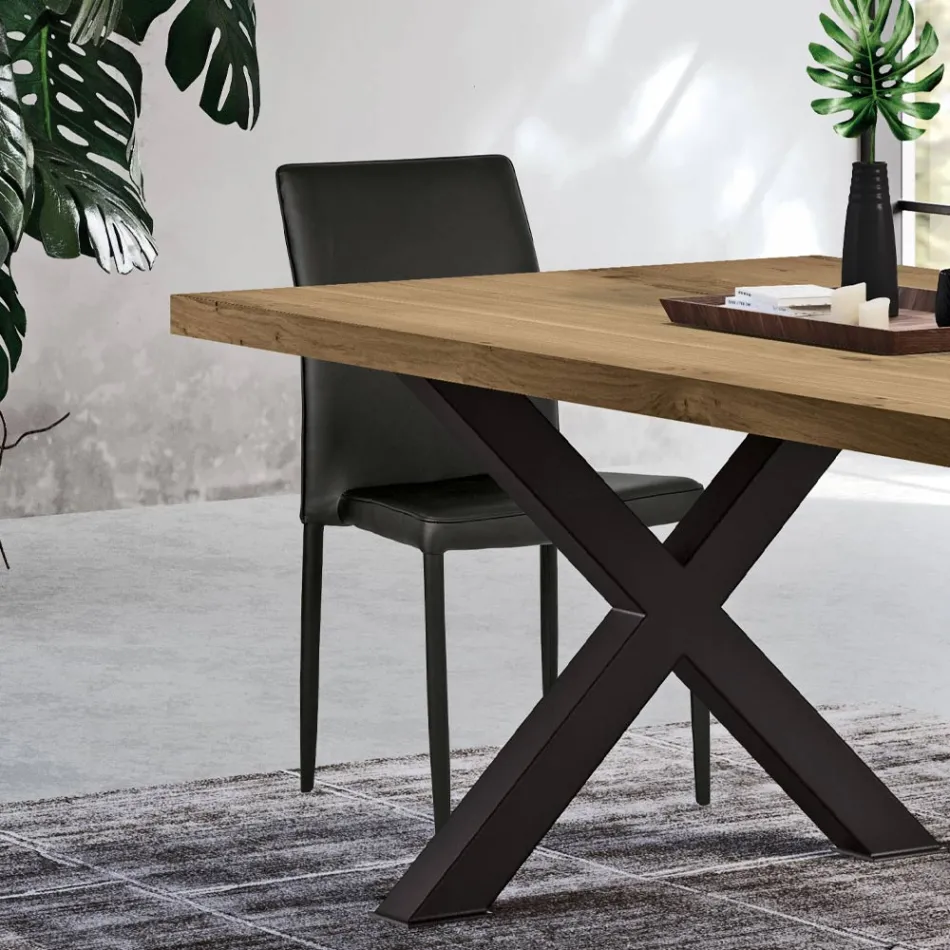 Modern Living Area Stol i Øko-læder og Metal Made in Italy - Michaela Viadurini