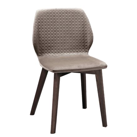 Moderne stol i elegant design i quiltet fløjl og træ - Scarat Viadurini
