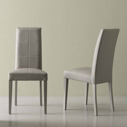 Moderne stol i Lineær isgråt øko-læder Viadurini