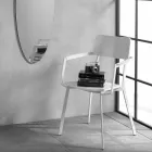 Moderne træstol med malet metalstruktur, 4 stykker - Habibi Viadurini