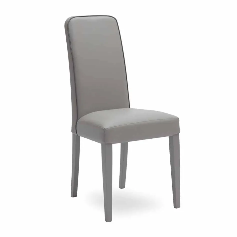 Moderne stol lavet af bøgetræ og læder Fanny, 4 pz Viadurini