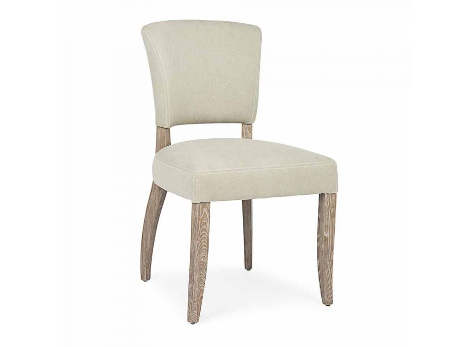 Moderne stol til spisestue i stof og træ 2 stykker Homemotion - blomme Viadurini