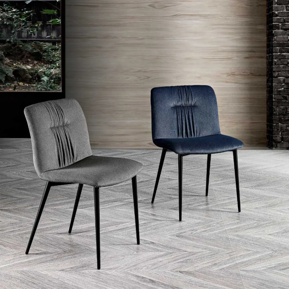 Monocoque stol i farvet stof og sort metaldesign - Florinda Viadurini