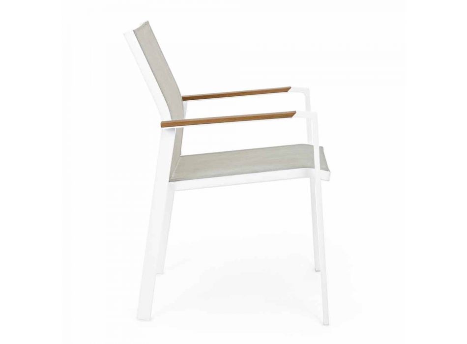 Stabelbar udendørs stol med armlæn i aluminiumshemotion - Sciullo Viadurini