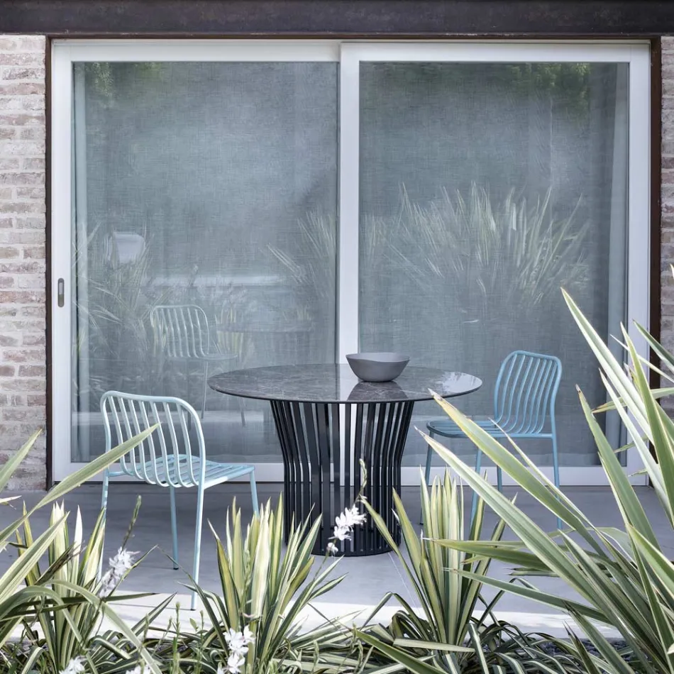 Stabelbar metalstol til udendørs Made in Italy 2 stykker - Simpelthen Viadurini