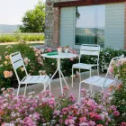 Stabelbar udendørs stol pulverlakeret Fremstillet i Italien, 4 stykker - Amina Viadurini