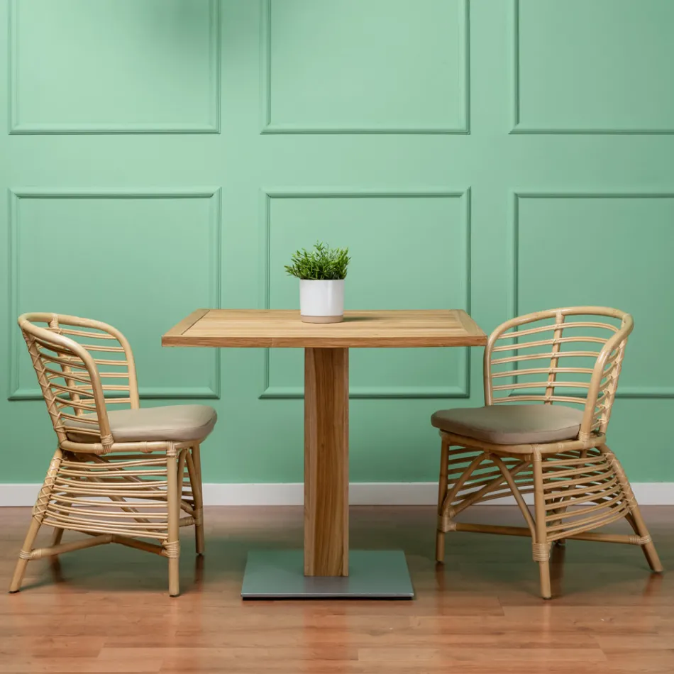 Stol til haven i naturrattan med pude inkluderet - Torvi Viadurini