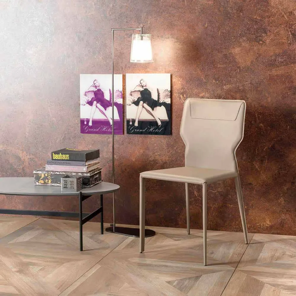 Spisestol i metal betrukket med kunstlæder, 4 stykker - Titty Viadurini