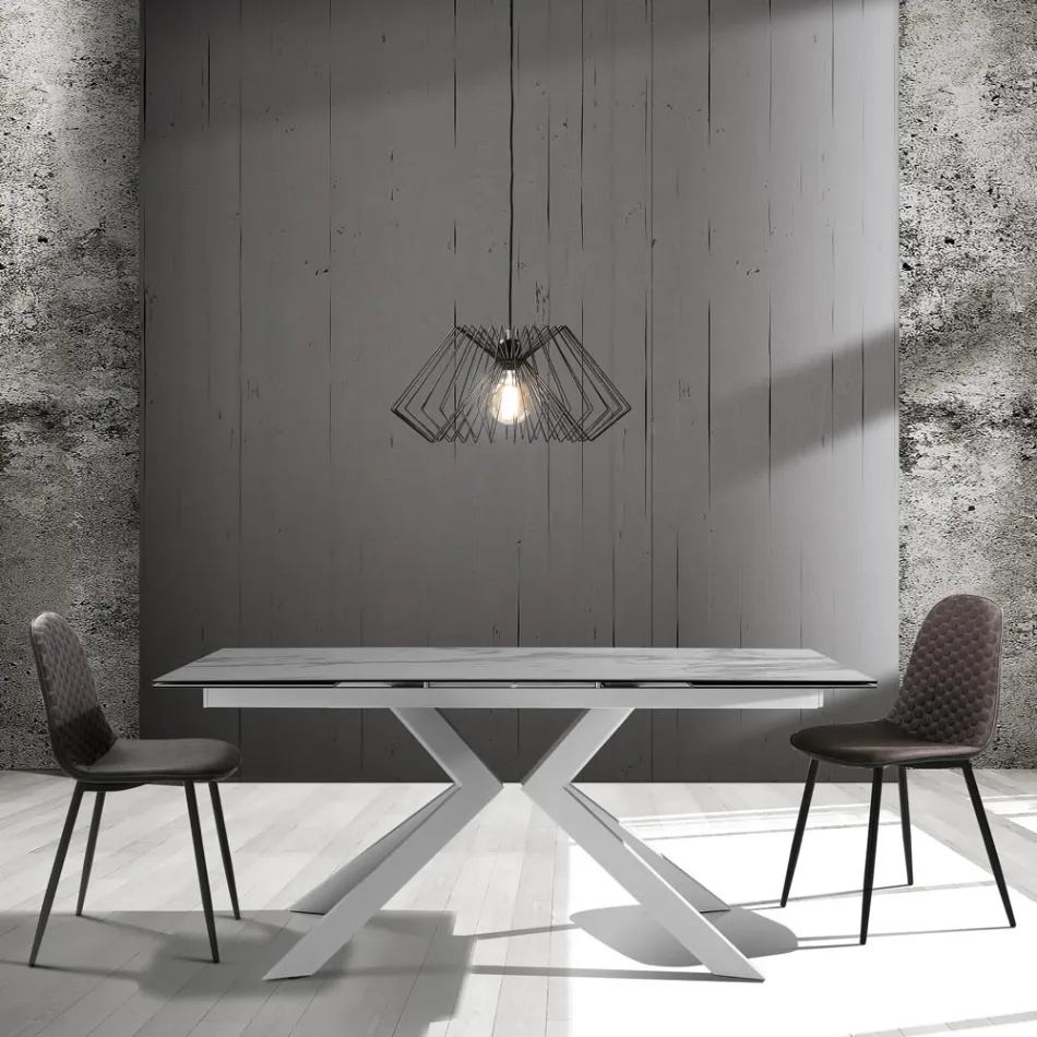 Spisestuestol i mikrofiber og mat sort metal 4 stykker - Jake Viadurini