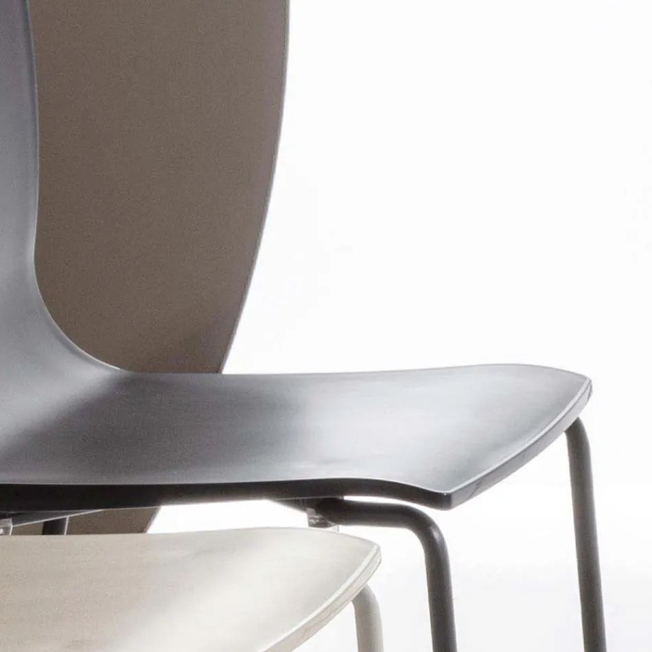 Spisestolstol i polypropylen med metalbase, 4 stykker - Alina Viadurini