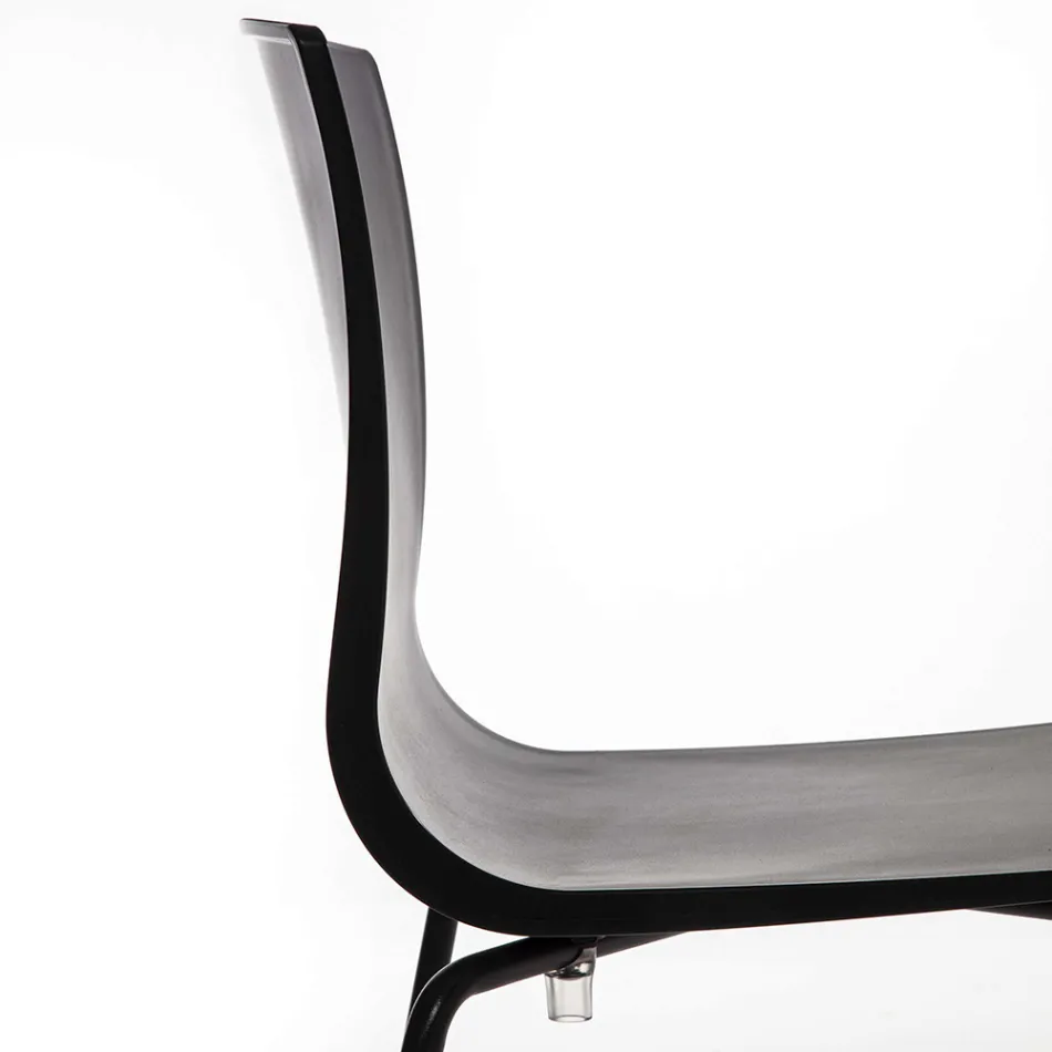 Spisestolstol i polypropylen med metalbase, 4 stykker - Alina Viadurini