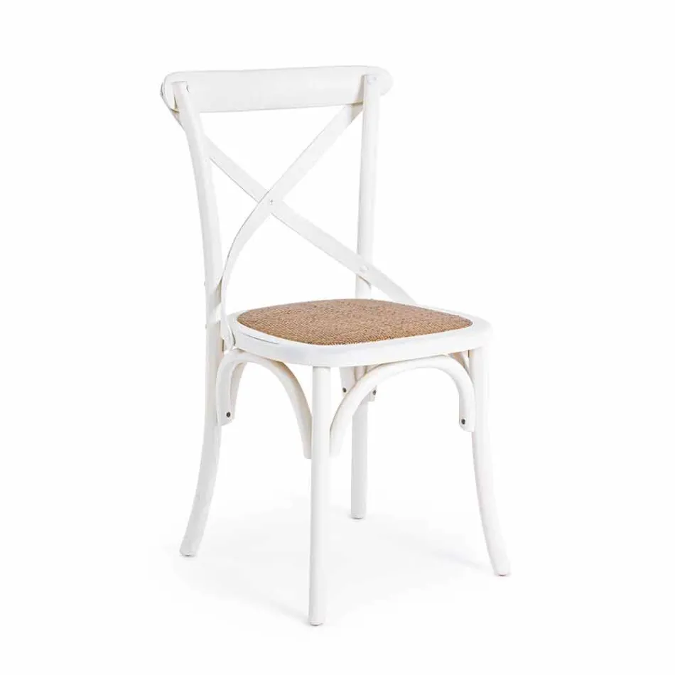 Spisestuestol i rotting og træ Klassisk Design Homemotion - Meridia Viadurini