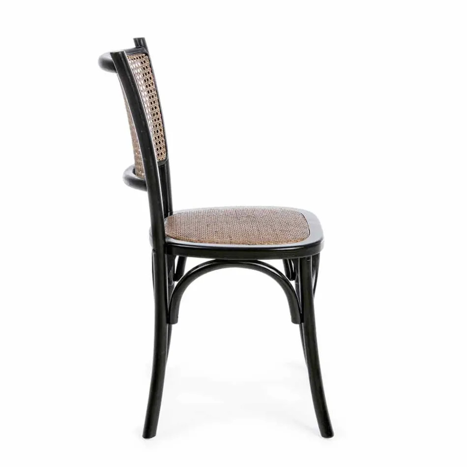 Spisestuestol i rotting og træ Klassisk Design Homemotion - Meridia Viadurini