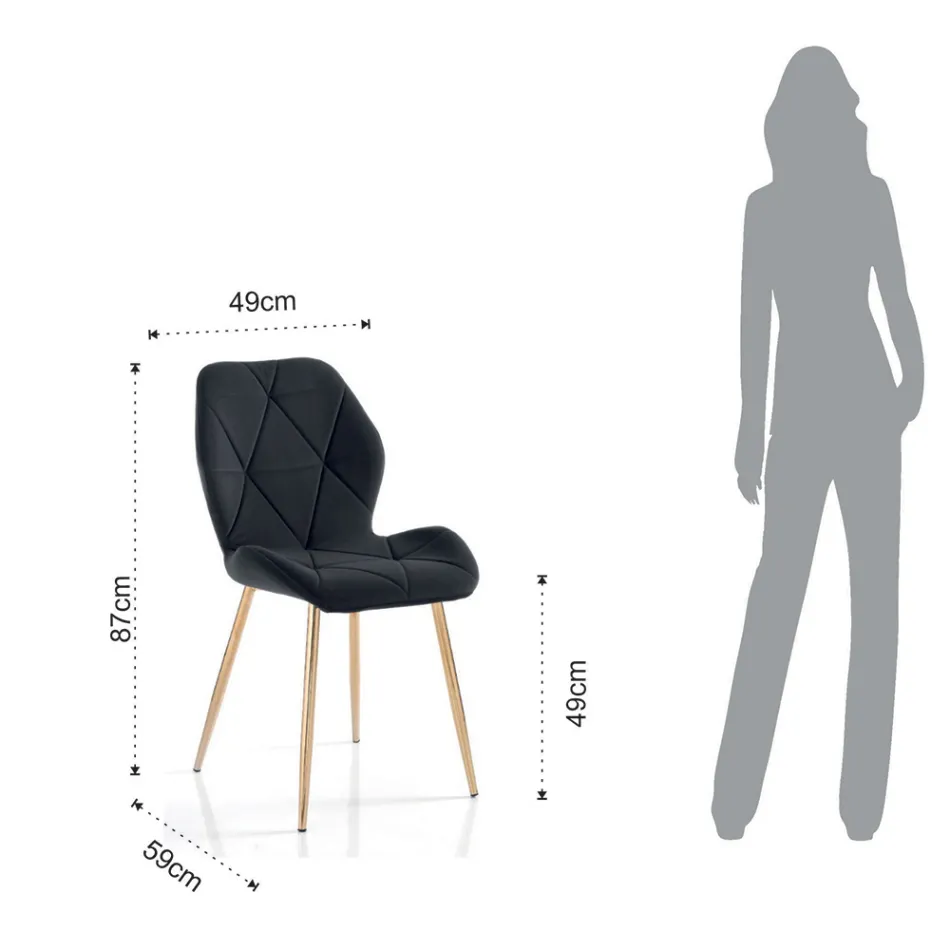 Spisestuestol i stof og gyldent metal 4 stykker - Smeralda Viadurini