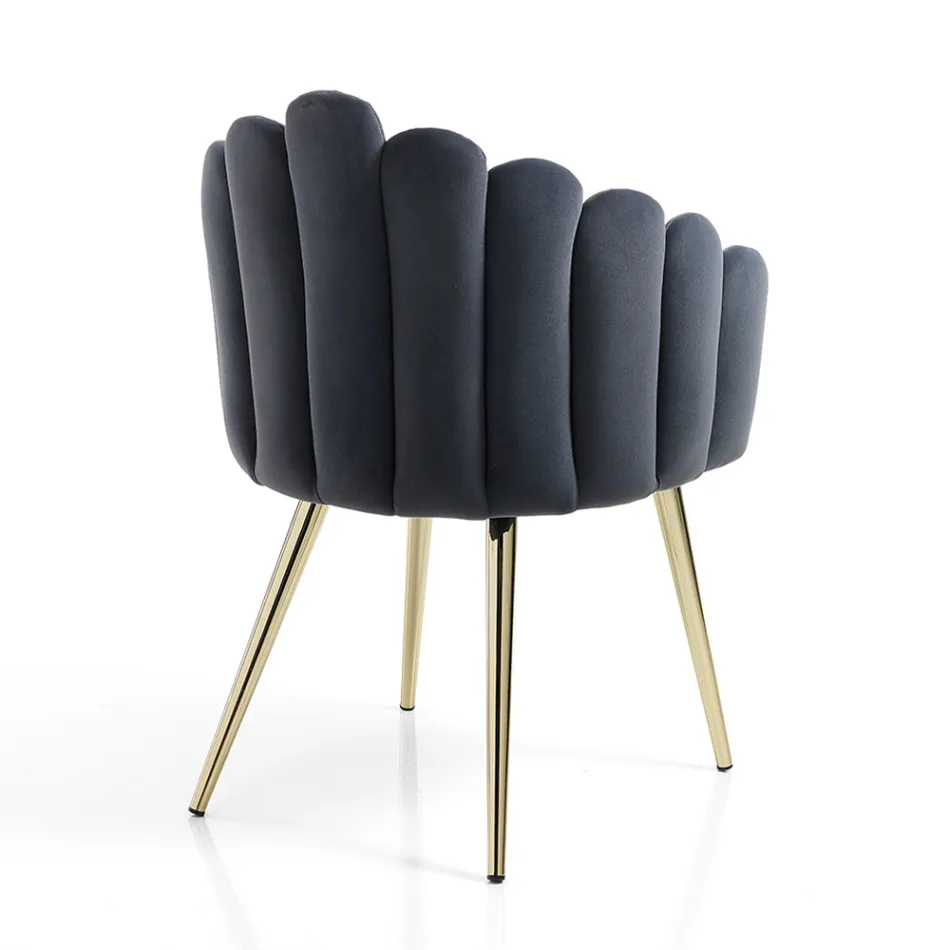 Spisestuestol i fløjlseffekt stof og metal - raffineret Viadurini