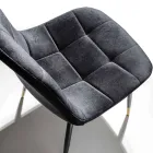 Spisestolstol i pletbestandig fløjl og metal, 4 stykker - Carlina Viadurini