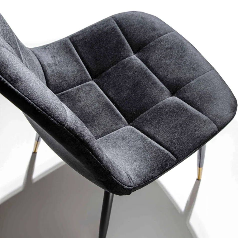 Spisestolstol i pletbestandig fløjl og metal, 4 stykker - Carlina Viadurini