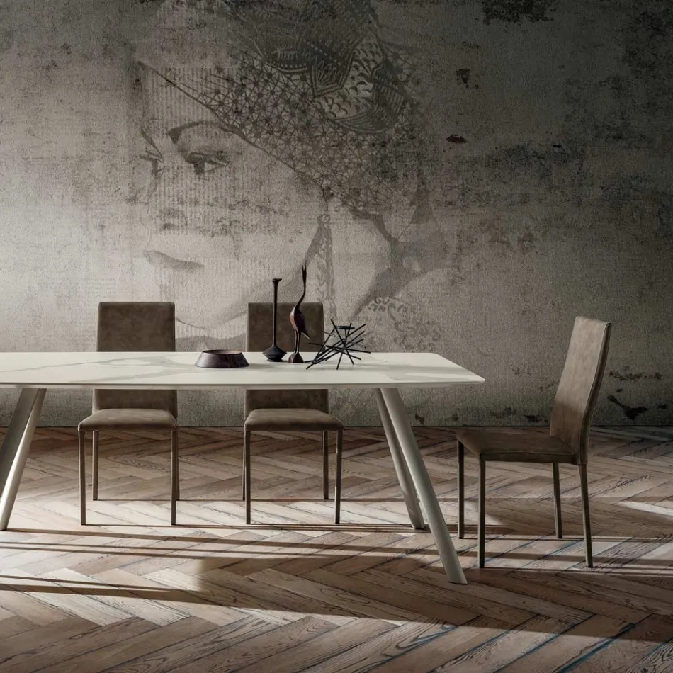 Spisestuestol betrukket med øko-læder fremstillet i Italien, 2 stk - belgisk Viadurini