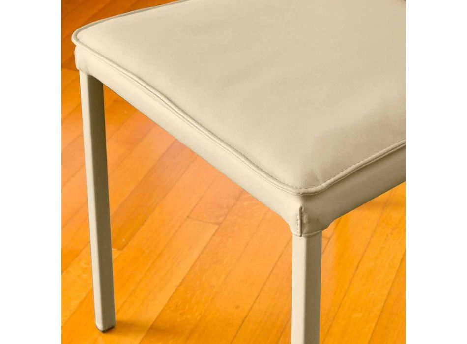 Bessie duvefarvet læderstole spisestue stol, lavet i Italien Viadurini