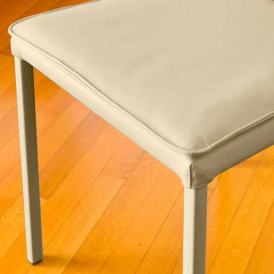 Bessie duvefarvet læderstole spisestue stol, lavet i Italien Viadurini