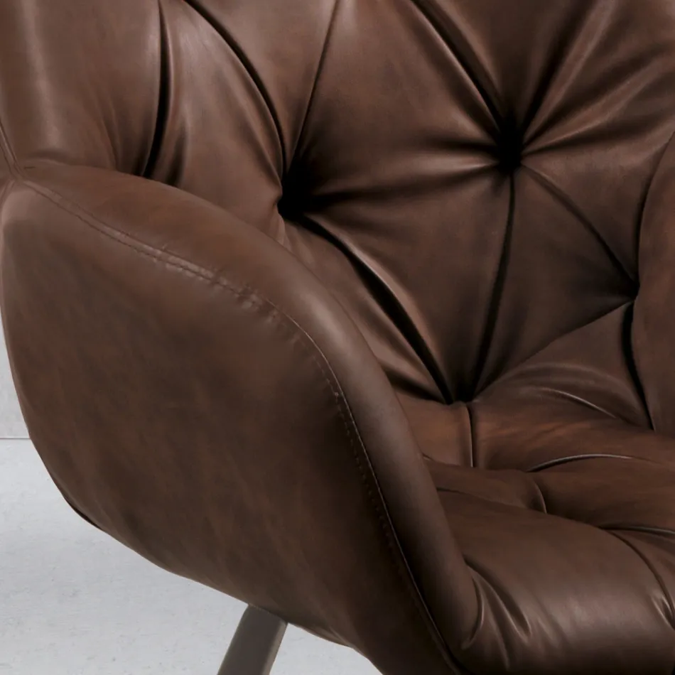 Spisestuestol i Ecoleather Metalstruktur 2 stk - Delpiero Viadurini