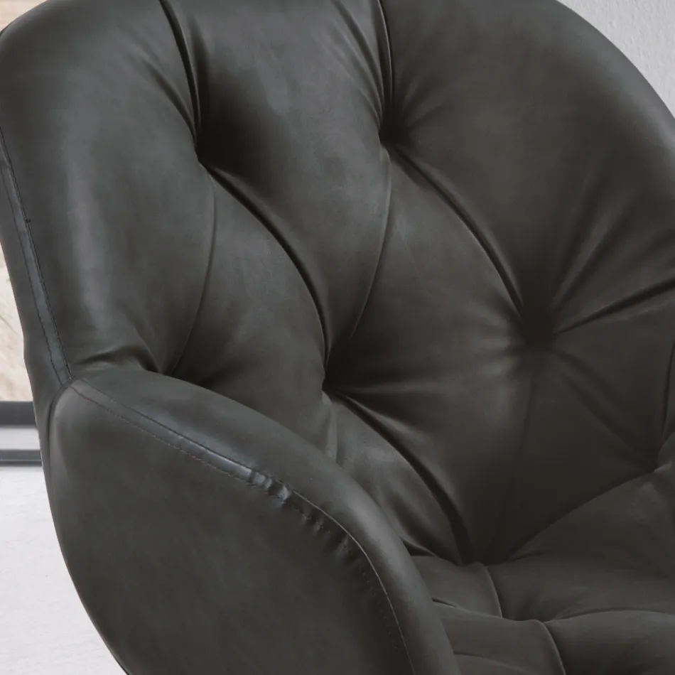 Spisestuestol i Økolæder metalstruktur 2 stk - Delpiero Viadurini