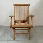 Sammenklappelig udendørs teakstol med armlæn – Yggdrasil Viadurini