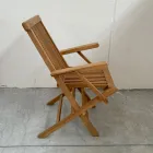 Sammenklappelig udendørs teakstol med armlæn – Yggdrasil Viadurini