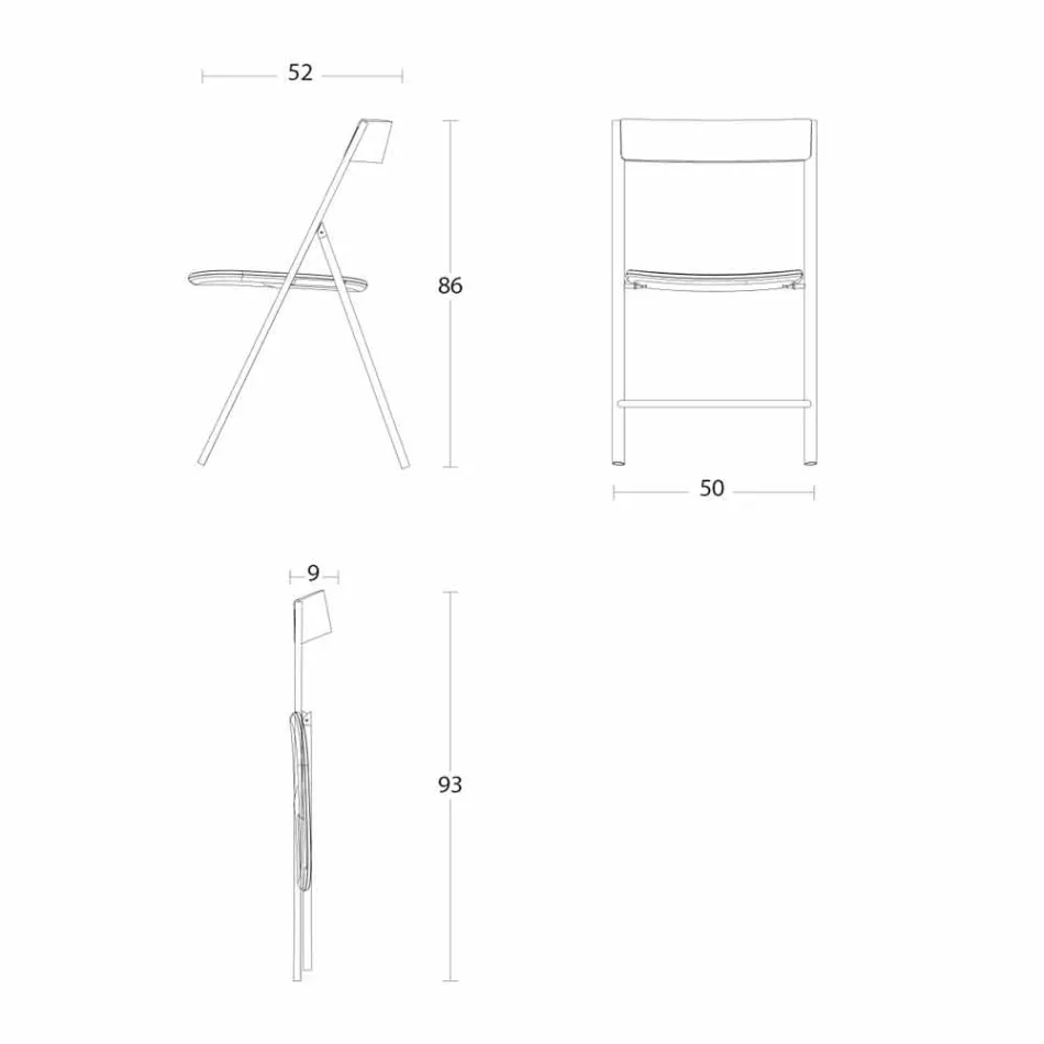 Sammenklappelig metalstol og sæde og ryglæn i egetræ 2 dele - Roberta Viadurini