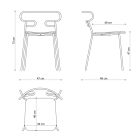 Ædle stabelbar stol i metal og aske Fremstillet i Italien, 2 stykker - Trosa Viadurini