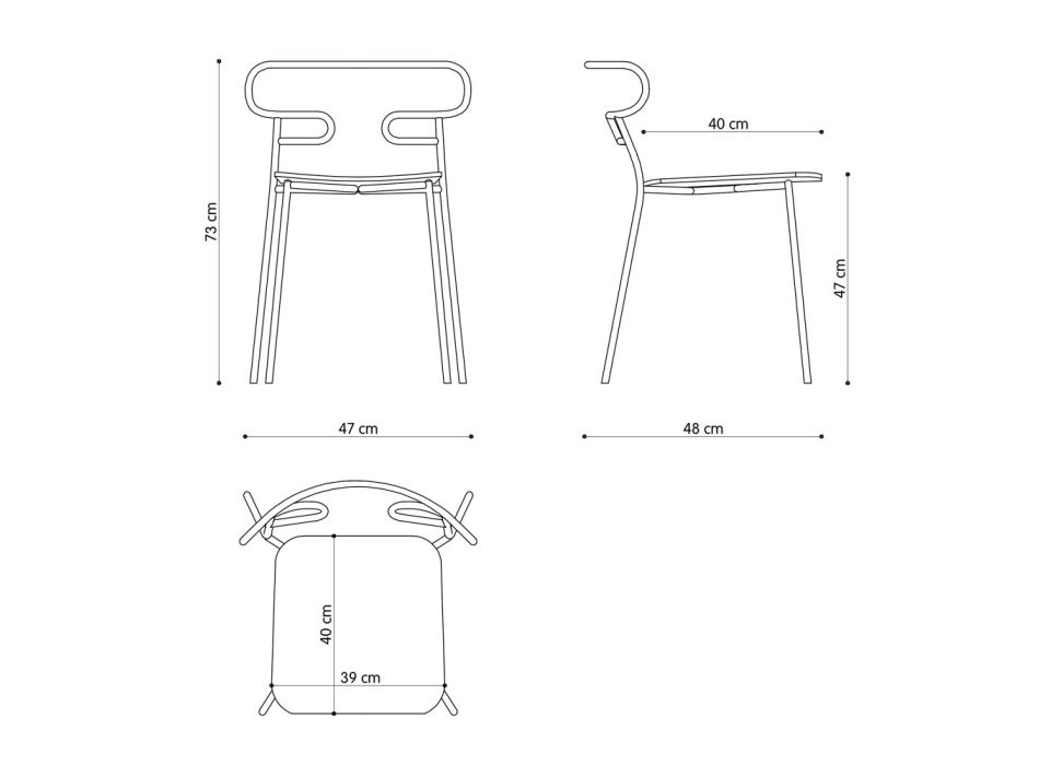 Ædle stabelbar stol i metal og aske Fremstillet i Italien, 2 stykker - Trosa