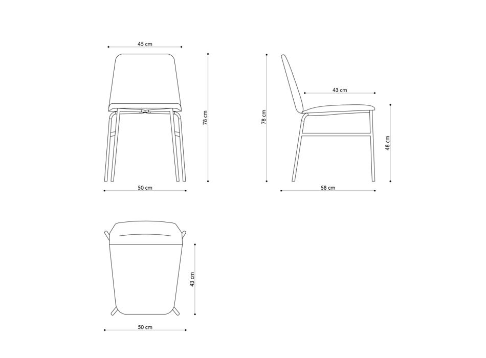 Ædelstolsstol med metalbase Fremstillet i Italien, 2 stykker - Molde
