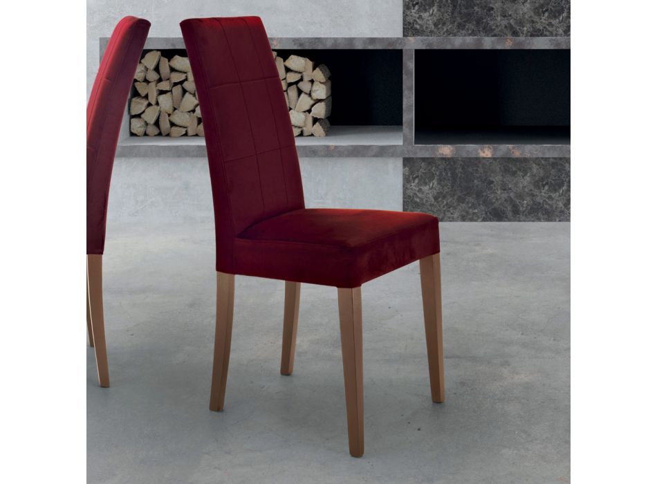 Polstret stol med bøgetræben lavet i Italien - Taranto Viadurini