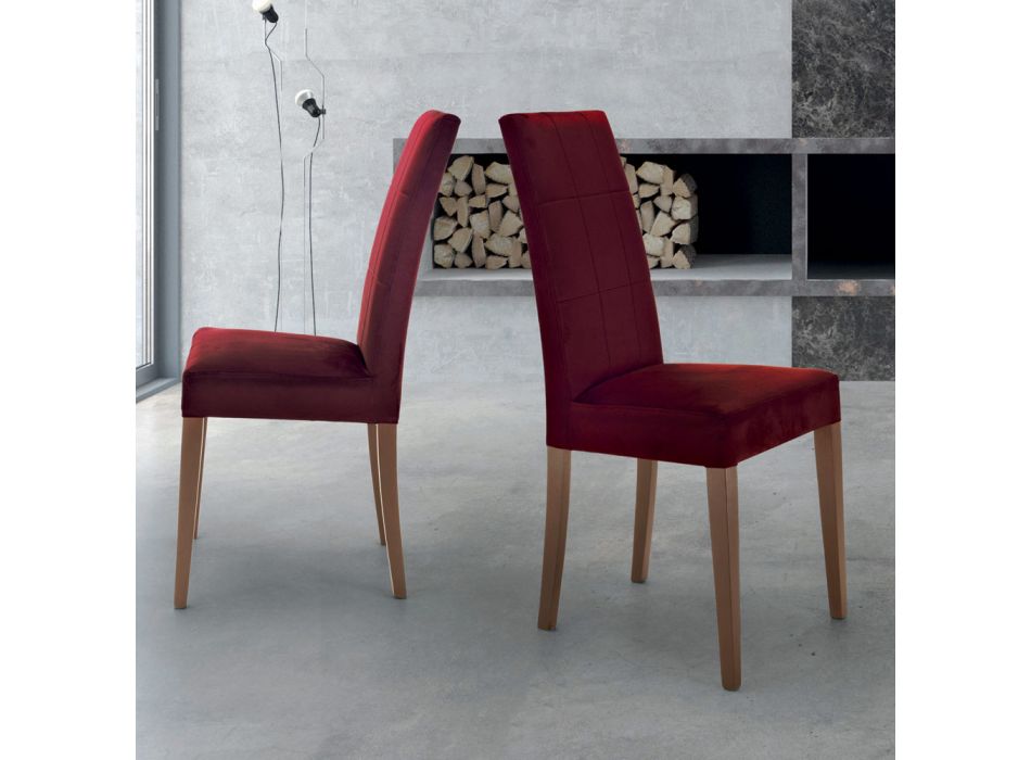 Polstret stol med bøgetræben lavet i Italien - Taranto Viadurini