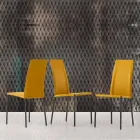 Polstret læderstol med metalkonstruktion fremstillet i Italien, 2 stykker - zink Viadurini