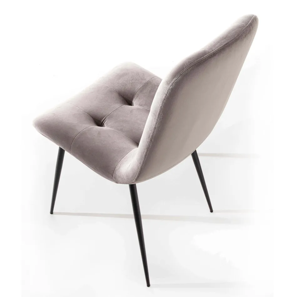 Pletbestandig polstret spisestol i fløjl, 4 stykker - Kylie Viadurini