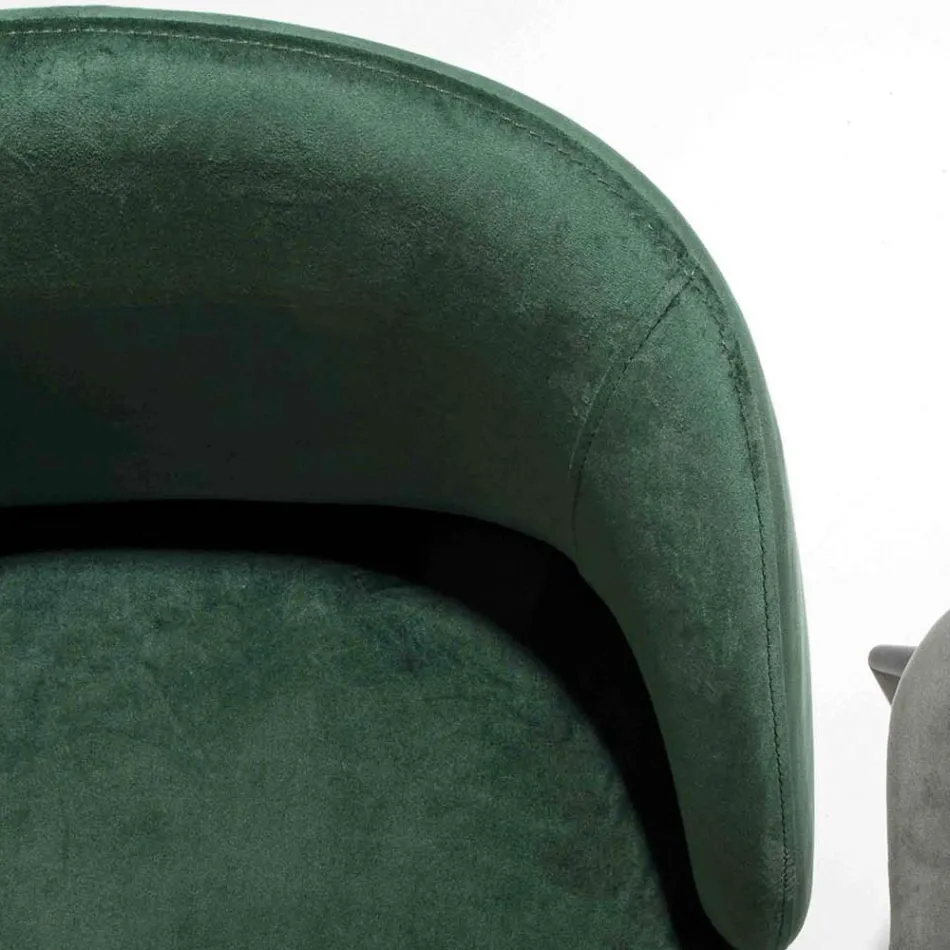 Stol betrukket med fløjl med base i sortmalet metal, 2 stykker - Havana Viadurini