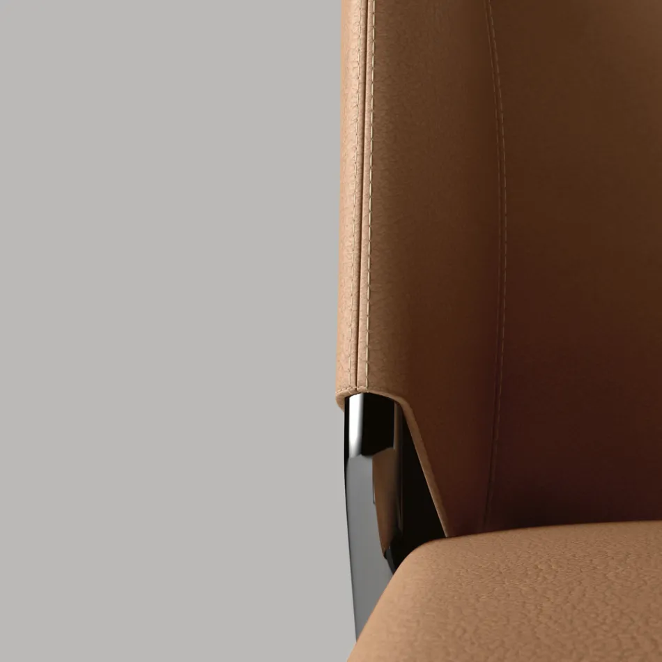 Spisestuestol med sæde betrukket med læder Lavet i Italien - Giulia Viadurini