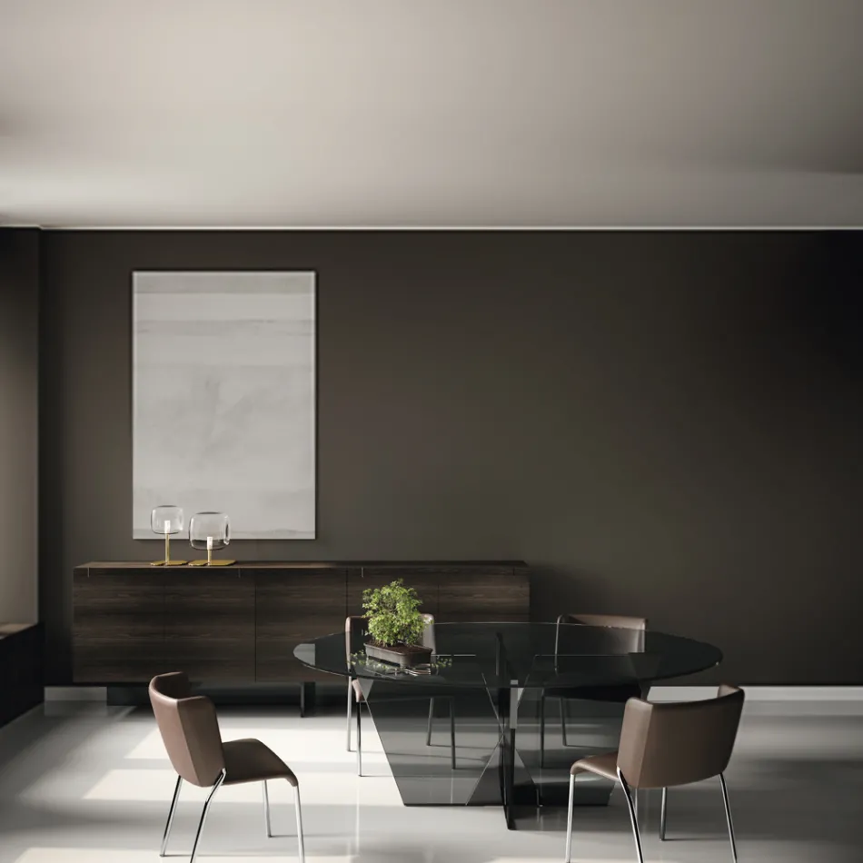 Spisestuestol med sæde betrukket med læder Lavet i Italien - Giulia Viadurini