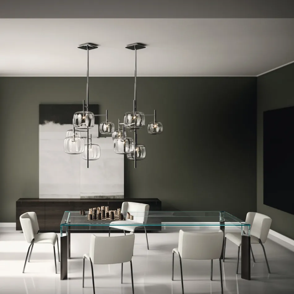 Spisestuestol med sæde betrukket med læder Lavet i Italien - Giulia Viadurini