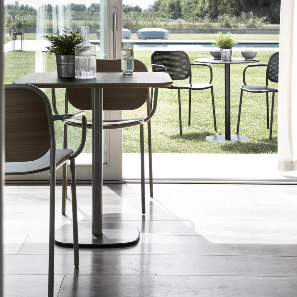 Spisestuestol i træ og metal Made in Italy 2 stk - Saffia Viadurini