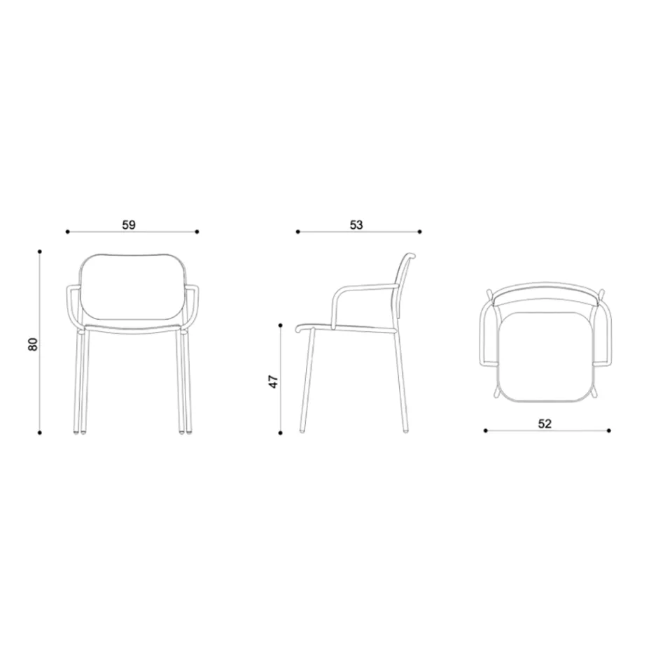 Spisestuestol i træ og metal Made in Italy 2 stk - Saffia Viadurini