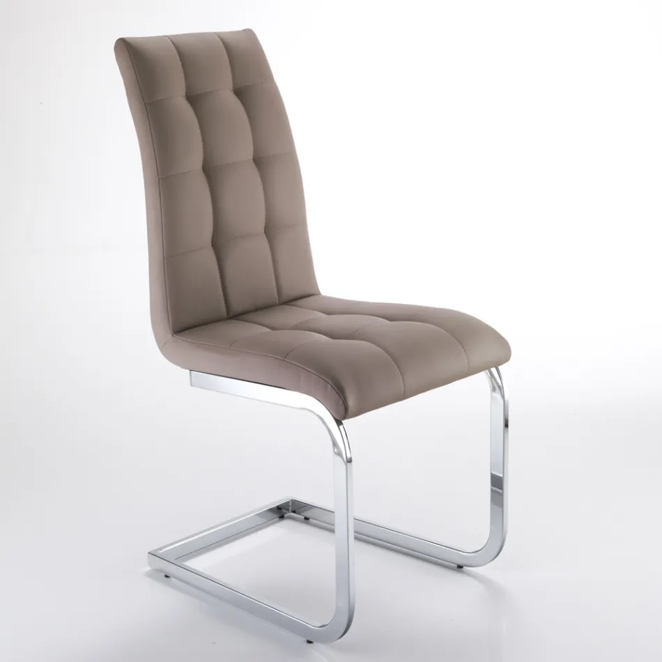 Spisestuestol i syntetisk læder og forkromet metal 4 stk - Molise Viadurini