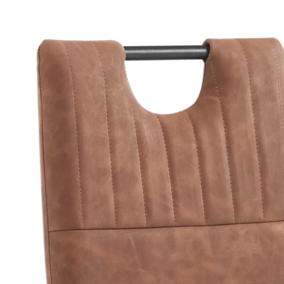 Spisestuestol i gammelt syntetisk læder 4 stykker - Cassandra Viadurini